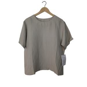 NWT Simon the Tanner Lagenlook Linen Blend Round Neck Short Sleeve Top